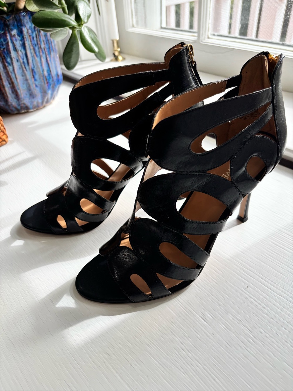 Nine West Black Cutout Strappy High Heel Sandals